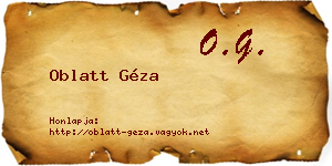 Oblatt Géza névjegykártya